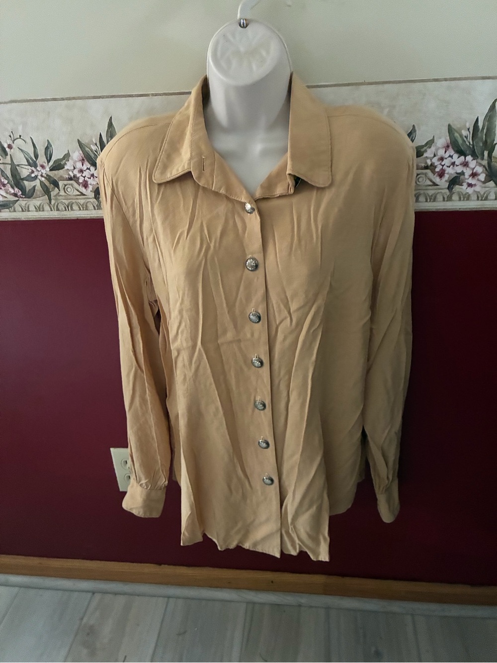 Light Tan Button-Down Collared Women's Shirt